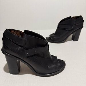 Sixtyseven Black Open-Toe Heeled Ankle Booties